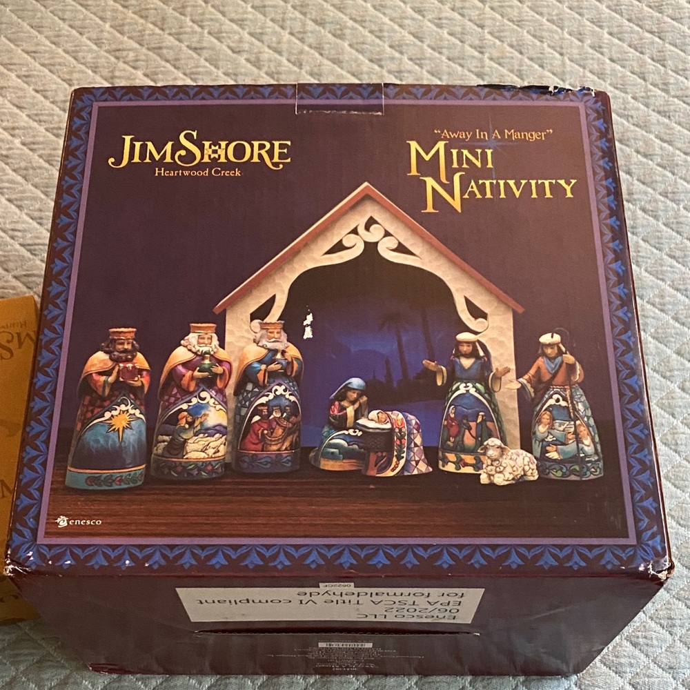 Jim Shore Heartwood Creek Colorful mini Nativity Set & camels NIB